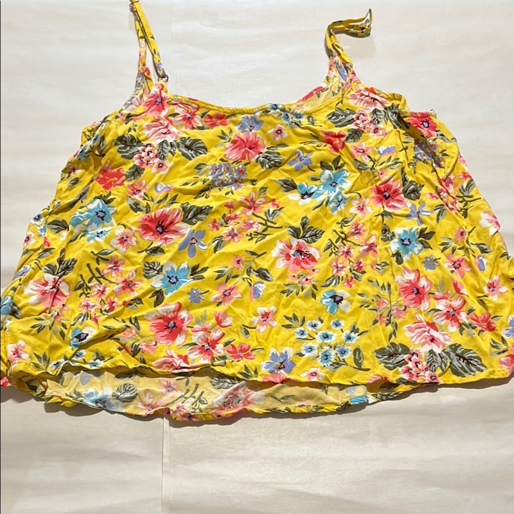EUC Forever 21 Pink and Yellow Ruched Camisole Top - Picture 3 of 4